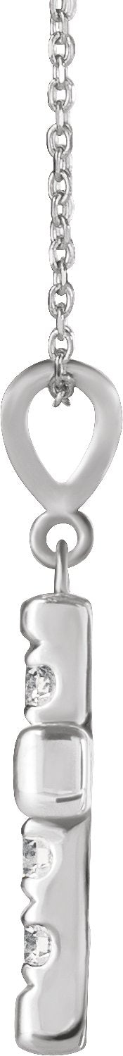 14K Gold Round Natural Diamond French-Set Cross Necklace or Pendant – up to 1/2 CTW - White Gold - view 3