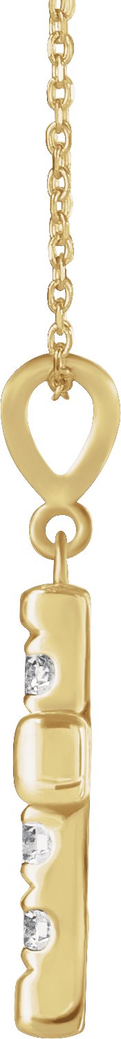 14K Gold Round Natural Diamond French-Set Cross Necklace or Pendant – up to 1/2 CTW - Yellow Gold - view 2