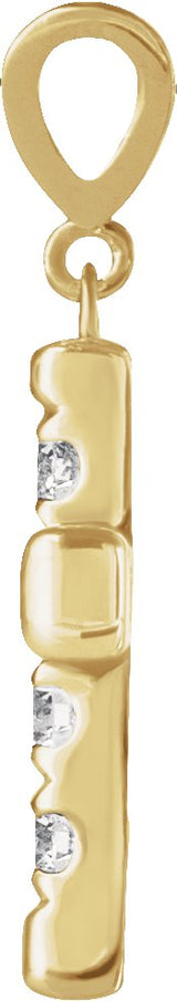14K Gold Round Natural Diamond French-Set Cross Necklace or Pendant – up to 1/2 CTW - Yellow Gold - view 2
