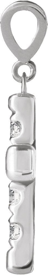 14K Gold Round Natural Diamond French-Set Cross Necklace or Pendant – up to 1/2 CTW - White Gold - view 2