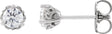 Platinum Natural Diamond Round 3-Prong Scroll Stud Earrings