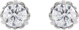 14K Gold Natural Diamond Round 3-Prong Scroll Stud Earrings - White Gold - view 2