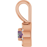 14K Gold Emerald Lab-Grown Alexandrite Halo-Style Necklace or Pendant - Rose Gold - view 3