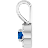 Platinum Emerald Lab-Grown Blue Sapphire Halo-Style Necklace or Pendant - view 3