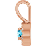 14K Gold Emerald Natural Aquamarine Halo-Style Necklace or Pendant - Rose Gold - view 3