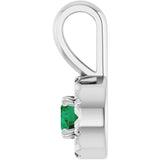 14K Gold Emerald Natural Emerald Halo-Style Necklace or Pendant - White Gold - view 3