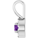 14K Gold Emerald Natural Amethyst Halo-Style Necklace or Pendant - White Gold - view 3