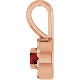 14K Gold Emerald Natural Mozambique Garnet Halo-Style Necklace or Pendant - Rose Gold - view 3