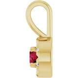 14K Gold Emerald Lab-Grown Ruby Halo-Style Necklace or Pendant - Yellow Gold - view 3