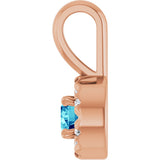 14K Gold Emerald Natural Blue Zircon Halo-Style Necklace or Pendant - Rose Gold - view 3