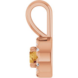 14K Gold Emerald Natural Citrine Halo-Style Necklace or Pendant - Rose Gold - view 3