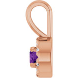 14K Gold Emerald Natural Amethyst Halo-Style Necklace or Pendant - Rose Gold - view 3