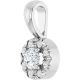 14K Gold Emerald Natural White Sapphire Halo-Style Necklace or Pendant - White Gold - view 2