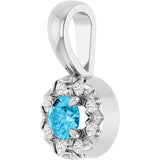 Platinum Emerald Natural Aquamarine Halo-Style Necklace or Pendant - view 2