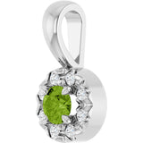 14K Gold Emerald Natural Peridot Halo-Style Necklace or Pendant - White Gold - view 2