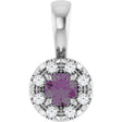 Platinum Emerald Lab-Grown Alexandrite Halo-Style Necklace or Pendant