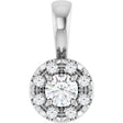 Platinum Emerald Natural White Sapphire Halo-Style Necklace or Pendant