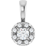 Platinum Round Natural Diamond Halo-Style Necklace or Pendant – up to 1/8 CTW
