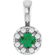 Platinum Emerald Natural Emerald Halo-Style Necklace or Pendant