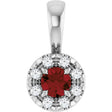 Platinum Emerald Natural Mozambique Garnet Halo-Style Necklace or Pendant