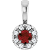 Platinum Emerald Natural Mozambique Garnet Halo-Style Necklace or Pendant