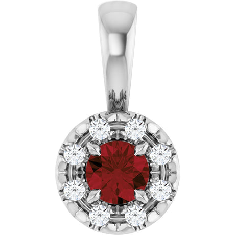 Platinum Emerald Natural Mozambique Garnet Halo-Style Necklace or Pendant