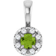 Platinum Emerald Natural Peridot Halo-Style Necklace or Pendant