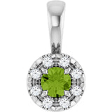 Platinum Emerald Natural Peridot Halo-Style Necklace or Pendant