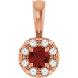 14K Gold Emerald Natural Mozambique Garnet Halo-Style Necklace or Pendant - Rose Gold
