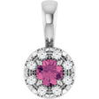 Platinum Emerald Natural Pink Tourmaline Halo-Style Necklace or Pendant