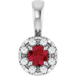 Platinum Emerald Natural Ruby Halo-Style Necklace or Pendant
