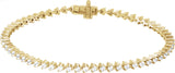14K Gold Round Natural Diamond Line Bracelet – 1.6-2.3mm Stones - Yellow Gold