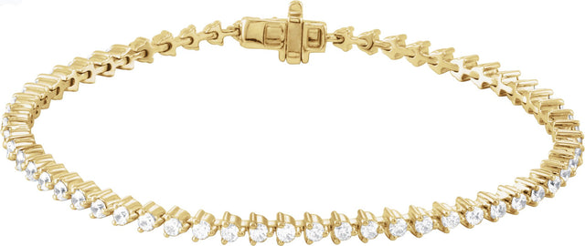 14K Gold Round Lab-Grown Diamond Line Bracelet – 1.6-2.3mm Stones - Yellow Gold