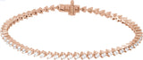 14K Gold Round Natural Diamond Line Bracelet – 1.6-2.3mm Stones - Rose Gold