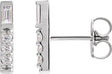 Platinum Straight Baguette Natural Diamond Accented Bar Earring