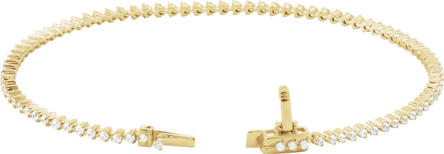 14K Gold Round Natural Diamond Line Bracelet – 1.6-2.3mm Stones - Yellow Gold