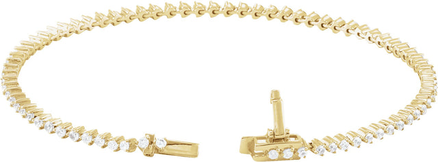 14K Gold Round Lab-Grown Diamond Line Bracelet – 1.6-2.3mm Stones - Yellow Gold - view 2