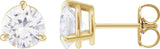 14K Gold Natural Diamond Round 3-Prong Pre-Notched Claw Earring - Yellow Gold