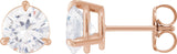 14K Gold Natural Diamond Round 3-Prong Pre-Notched Claw Earring - Rose Gold