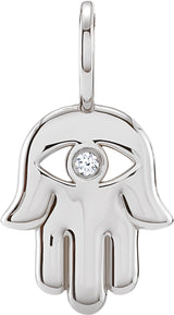 Platinum Round Natural Diamond Hamsa Hand Pendant