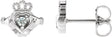 Platinum Round Natural Diamond Accented Claddagh Earrings