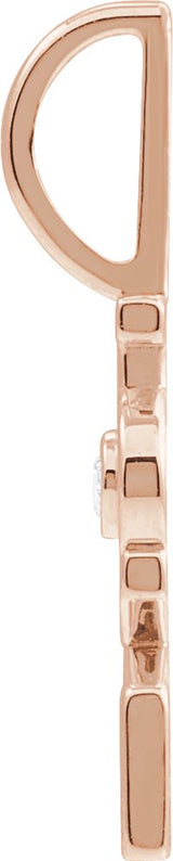 14K Gold Round Natural Diamond Love Pendant - Rose Gold - view 2