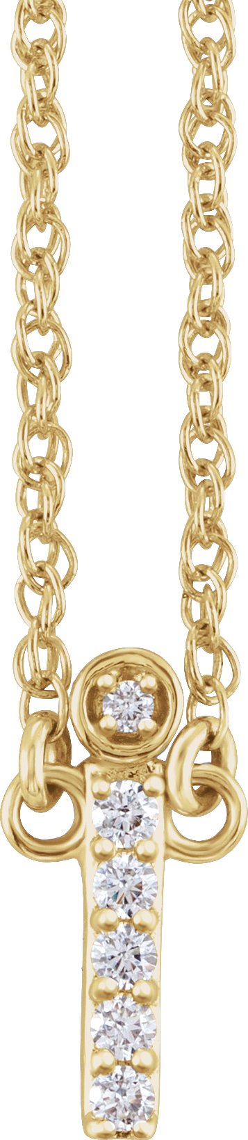 14K Gold Round Natural Diamond Lowercase Initial Necklace - Yellow Gold