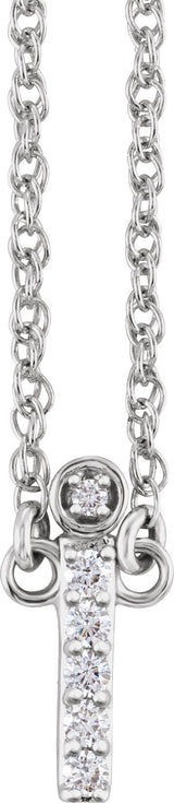 14K Gold Round Natural Diamond Lowercase Initial Necklace - White Gold