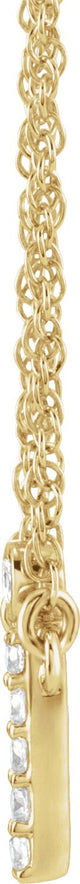 14K Gold Round Natural Diamond Lowercase Initial Necklace - Yellow Gold - view 2