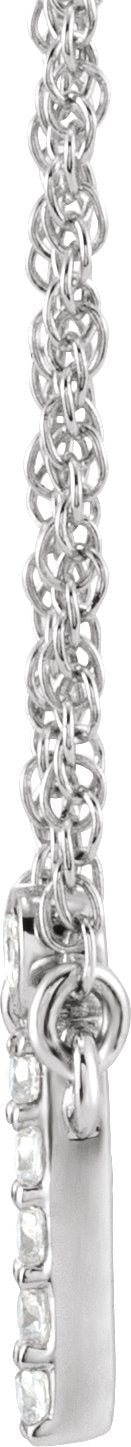 14K Gold Round Natural Diamond Lowercase Initial Necklace - White Gold - view 2