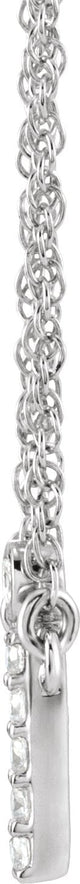 14K Gold Round Natural Diamond Lowercase Initial Necklace - White Gold - view 2
