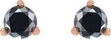 14K Gold Natural Black Diamond Round 3-Prong Stud Earrings - Rose Gold - view 2