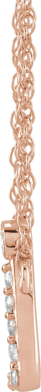 14K Gold Round Natural Diamond Lowercase Initial Necklace - Rose Gold - view 3