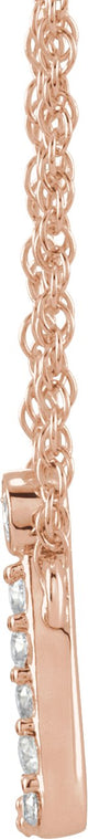 14K Gold Round Natural Diamond Lowercase Initial Necklace - Rose Gold - view 3